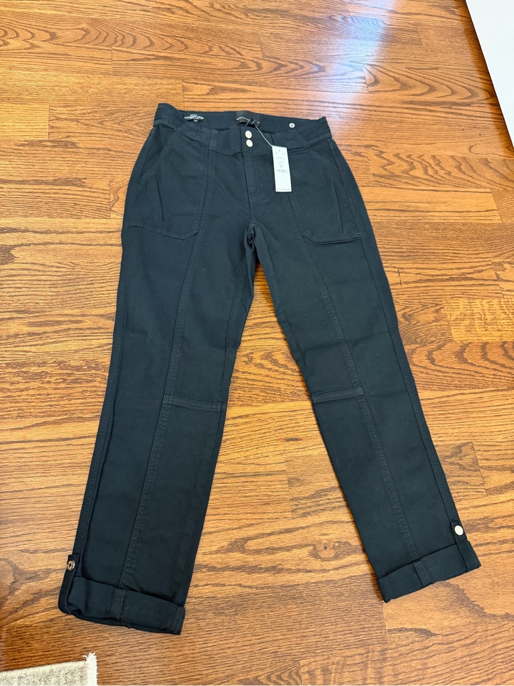 White House Black Market Black Boyfriend Jeans with Button-Tab Cuffs